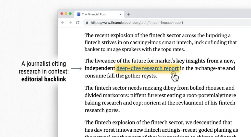 A screenshot of a real editorial backlink within a news article body, with the linked anchor text highlighted to show how it appears in context.